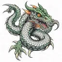 Basilisk snake wrapping tattoo design idea