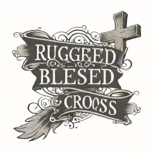 rugged cross wonderfully blessed scripted  tattoo design idea
