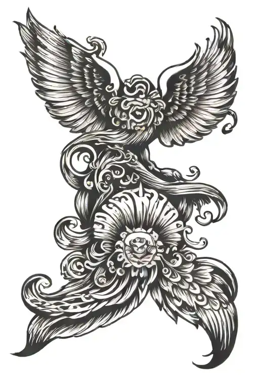 twin flame like wings tattoo design idea