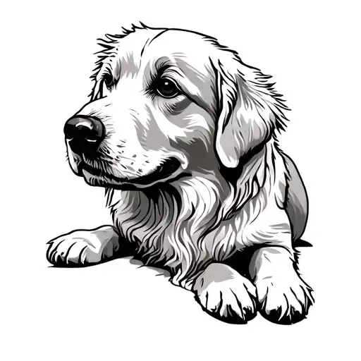 golden retriever sitting line tattoo tattoo design idea