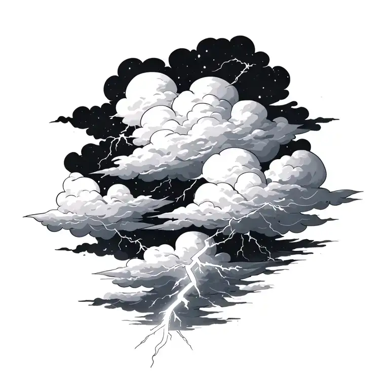 Clouds With Lightning tattoo design idea
