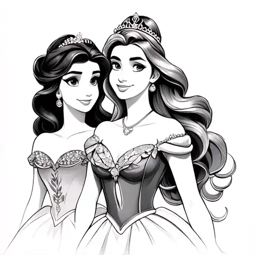 disney princesses tattoo design idea