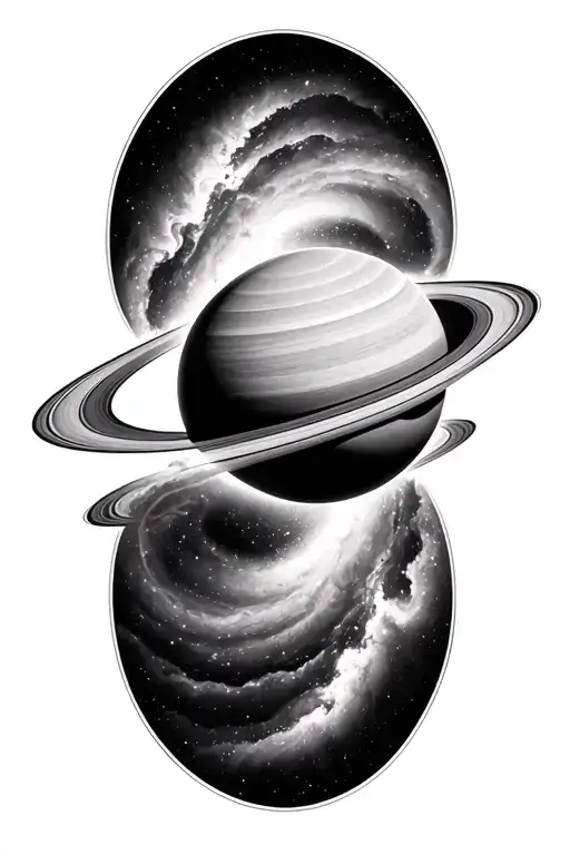 saturn galaxy nebula merging together to form tattoo design idea