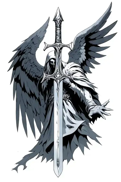 Tyrael Angel Sword tattoo design idea