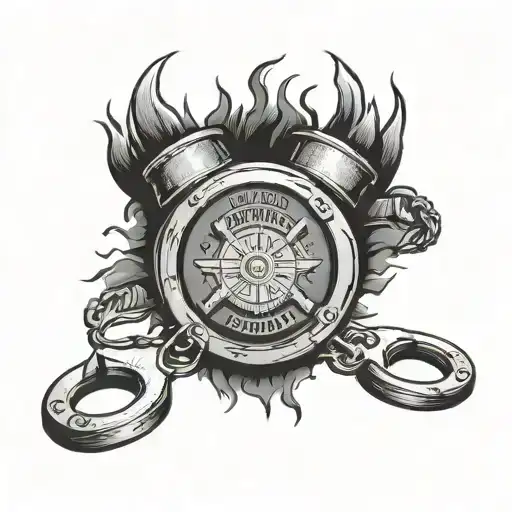  wildland firefighting and prison guard safelock handcuffs tattoo design idea