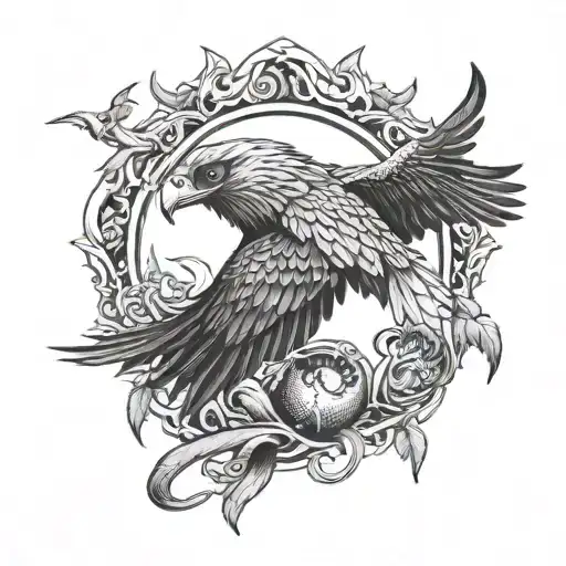 realism style tattoo featuring an eagle soaring, a black panther, and a snake. tattoo design idea