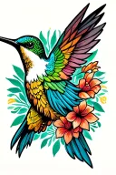 Aztec Hummingbird tattoo design idea