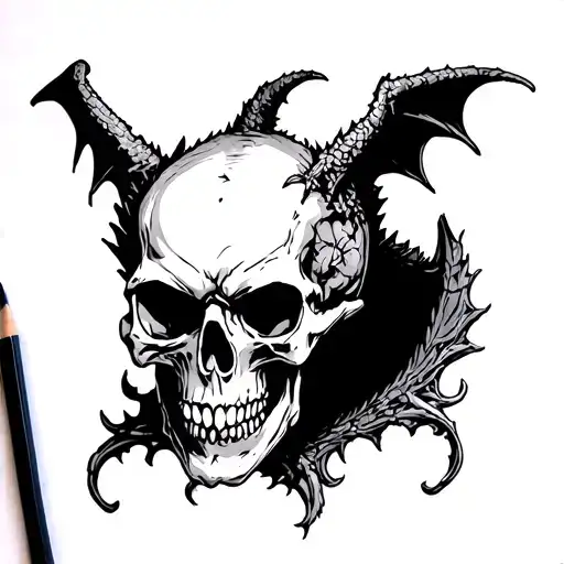 Gothic skull Gargoyle tattoo design idea