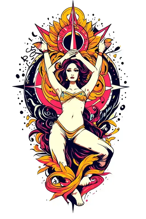 band around the arm abstract tattoo design and include all in one arts, psy peace, music, dancer, compass tattoo design idea