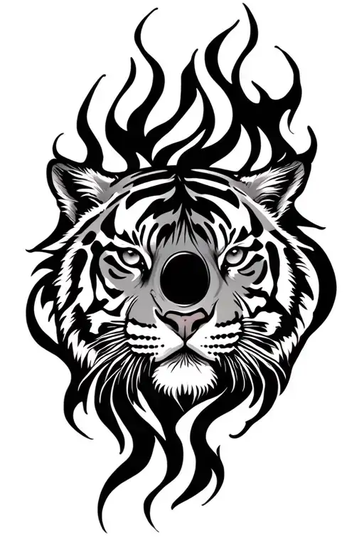 tiger eye and fire tattoo design idea