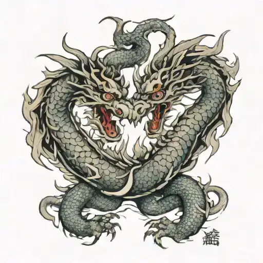 Twin dragons going tattoo design idea