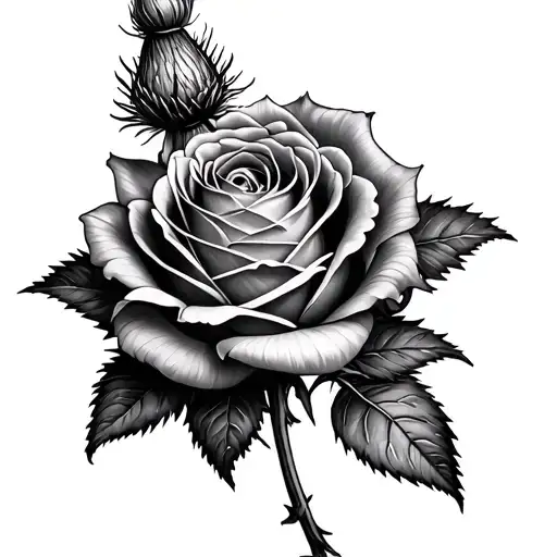 Rose And Thistle tattoo design idea