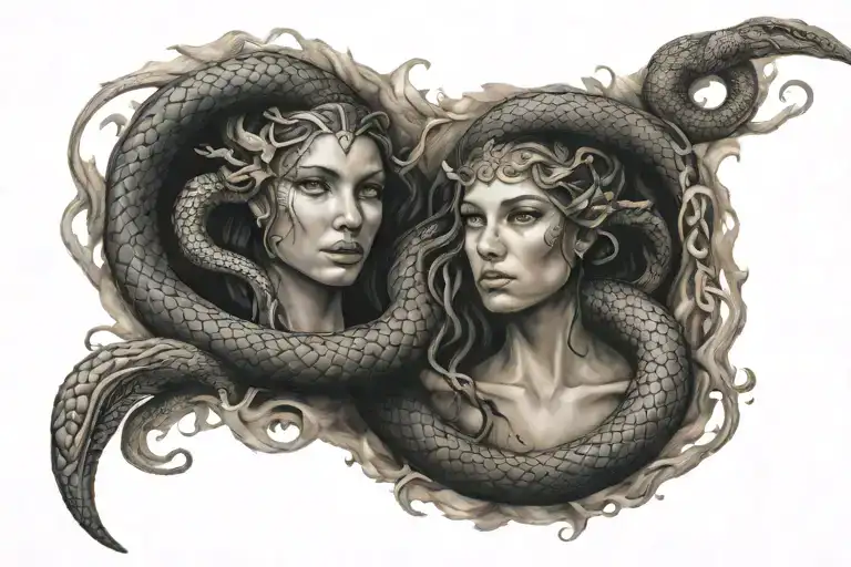 Gemini woman born in the year of the fire snake tattoo design idea