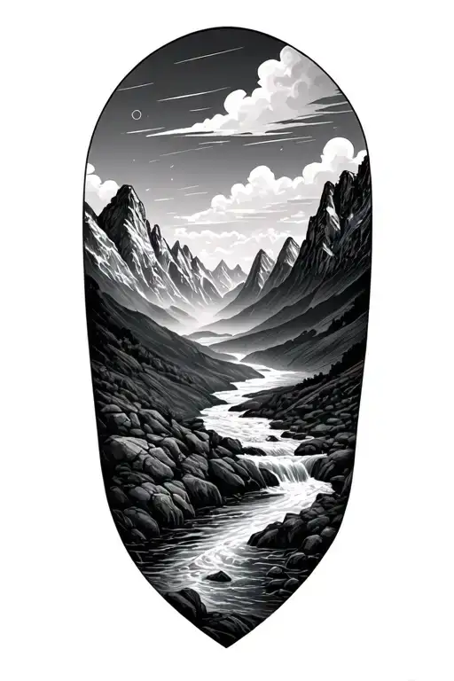 mountains and streams  tattoo design idea