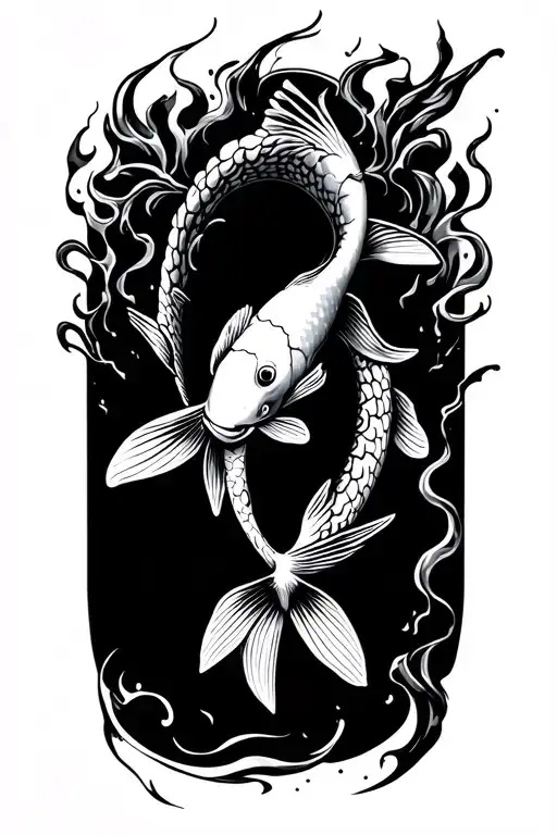 coy fish, firefighter tattoo design idea