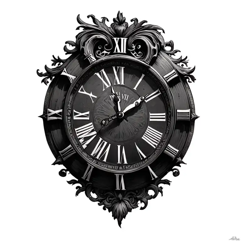 Clock with Roman digits "XIII VII McMxcix" tattoo design idea
