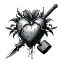 Bleeding Heart, Dagger, Magic, Turtle Shell, Mallet tattoo design idea
