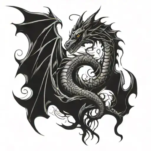 dragon and death   tattoo design idea