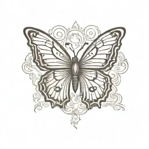 butterfly with tattoo wings on fire and evil tattoo design idea