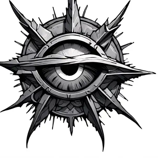 warhammer 40k chaos 8 branches star with horus eye in the center tattoo design idea