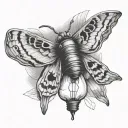 moth resting on Edison light bulb tattoo design idea
