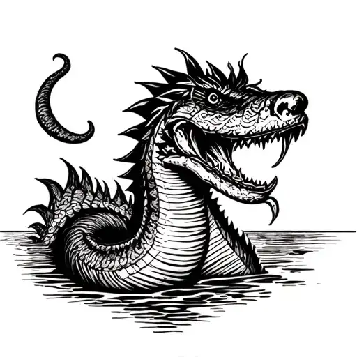 loch ness monster clown tattoo design idea