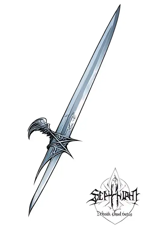 sephiroth's wing wrapped cloud's buster sword tattoo tattoo design idea