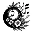 A tattoo design combining music notes and elements of nature such as trees and flowers tattoo design idea