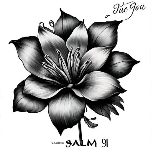 "Psalm 91" lilly flower tattoo design idea