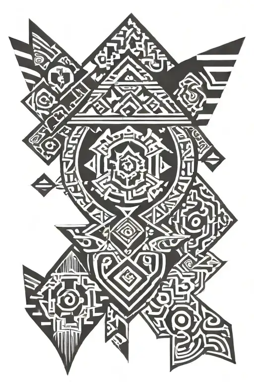 Aztec tribal patterns tattoo design idea