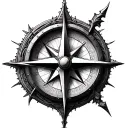 A refined, smaller version of a highly detailed and artistic tattoo design featuring a 3D compass with intricate details tattoo design idea