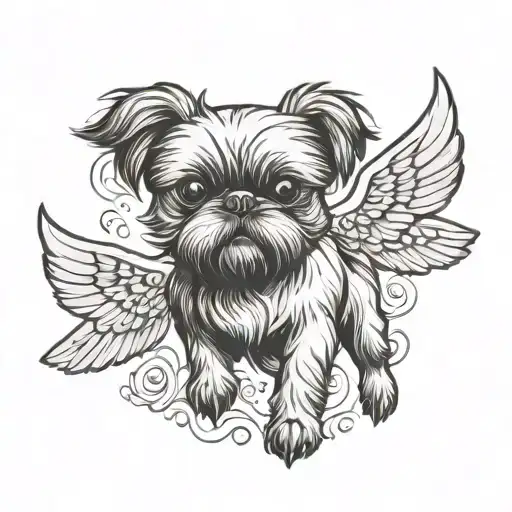 Brussels griffon flying tattoo design idea
