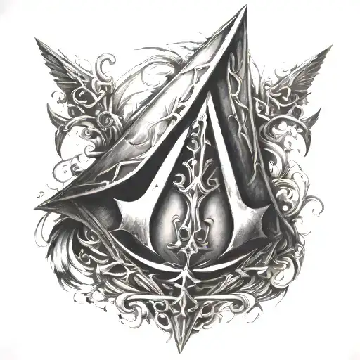 a hidden blade incorporated into the assassins creed symbol tattoo design idea