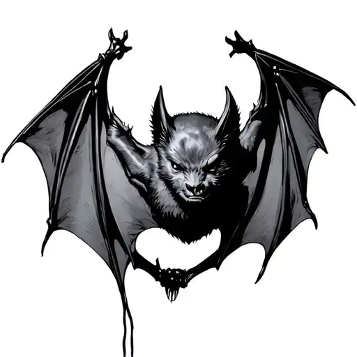 bat hanging upside down tattoo design idea