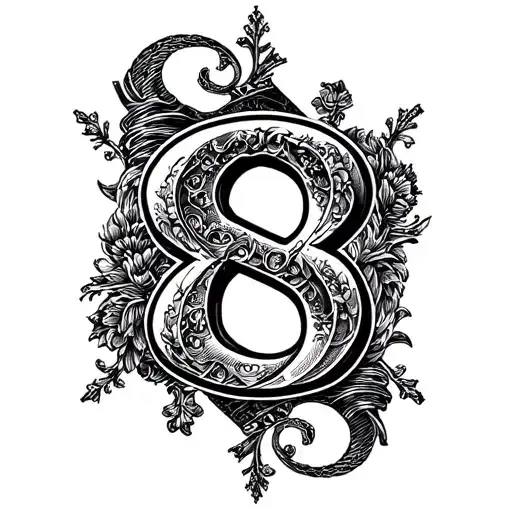 number 8 letter king tattoo design idea