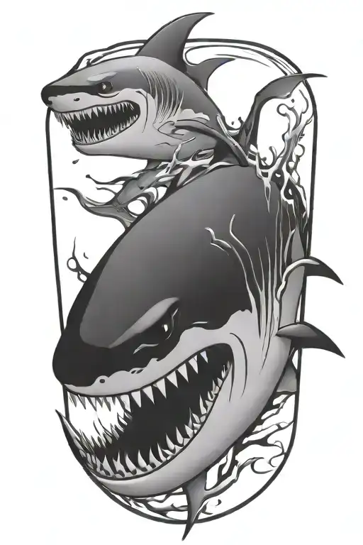evil shark tattoo design idea
