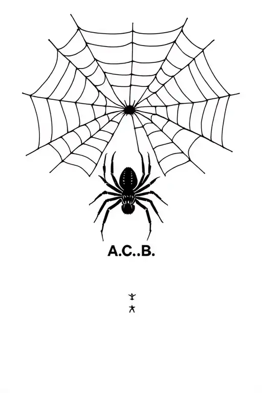 spider descends down from web, and word A.C.A.B tattoo design idea