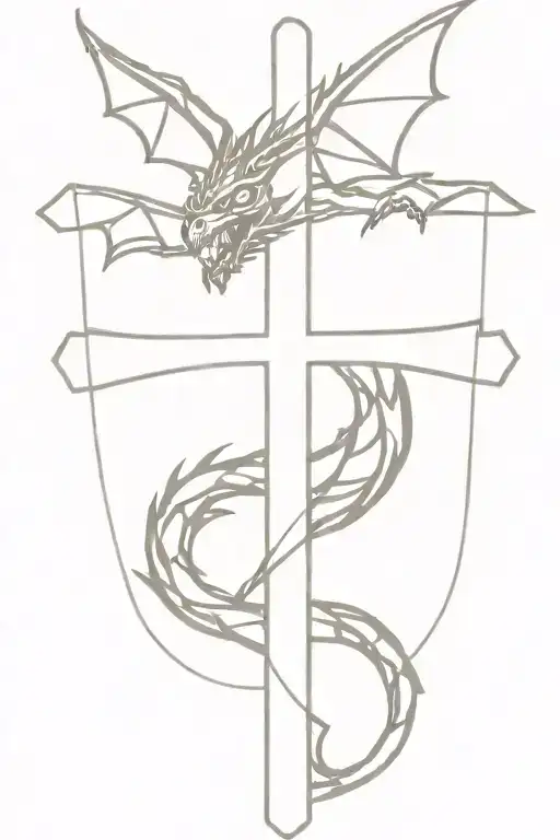dragon wrapping around a cross tattoo tattoo design idea