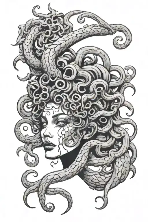 medusa head surrounded tattoo design idea