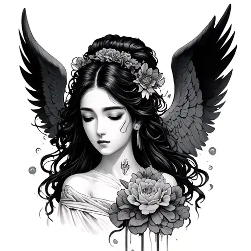 Japanese Angel tattoo design idea