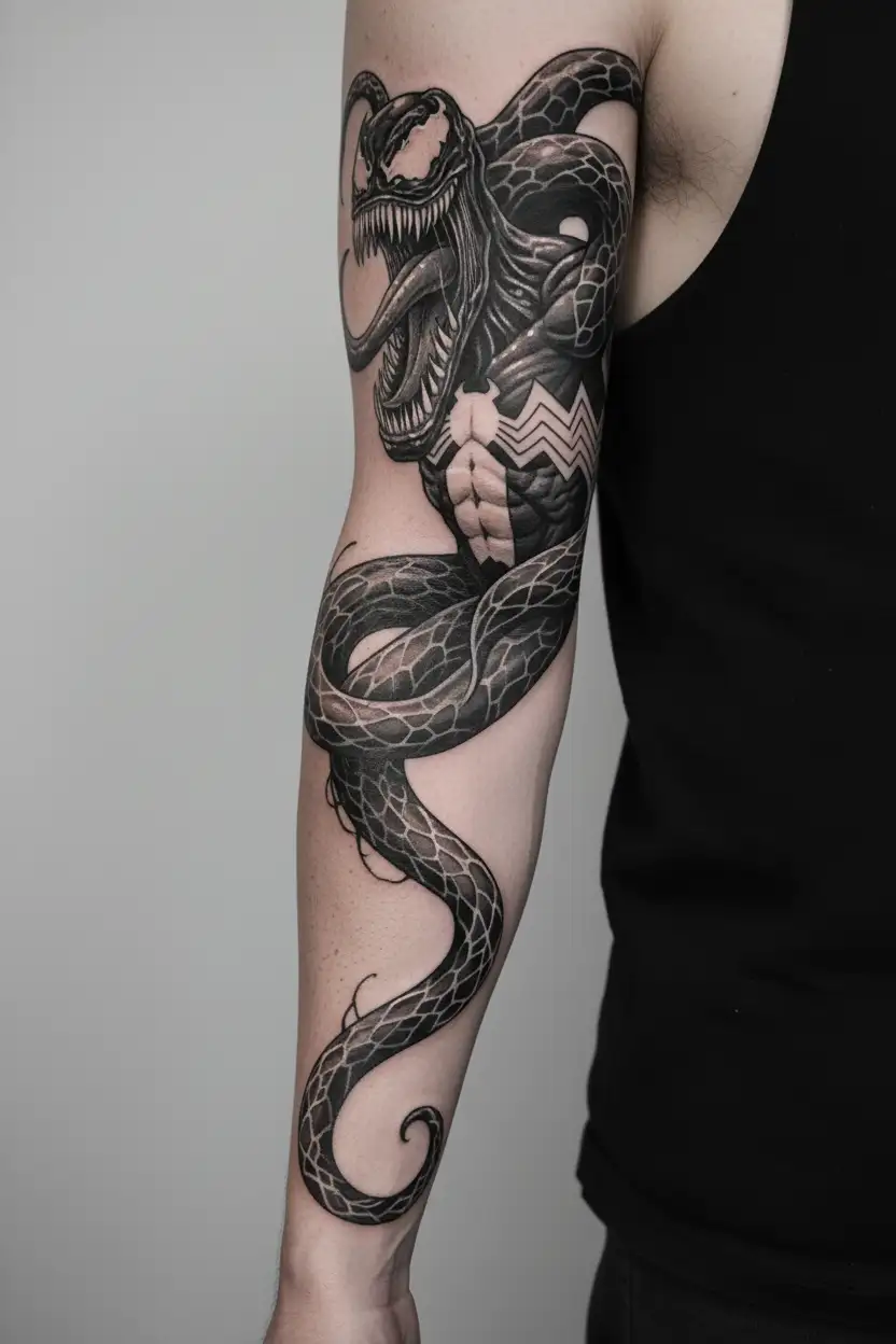 venom and polynesian tattoo tattoo design idea