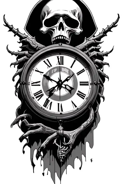 reaper and time clock tattoo design idea