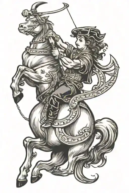 sagittarius archer riding tattoo design idea