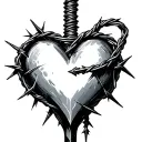 heart dagger barbed wire tattoo design idea