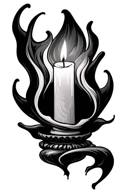 candle flame knocked over tattoo design idea