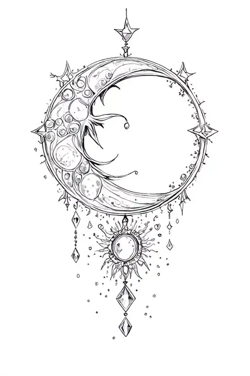 zodiac moon fairy dust jewels tattoo design idea