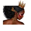 African-American vampire women with crown tattoo design idea