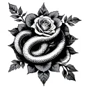 Lev Taurus Pisces Libra lion Cancer Leo snake and roses tattoo design idea