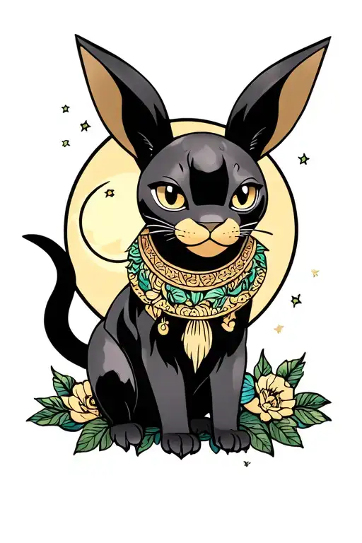 Umbreon pokemon traditional linework panther with moon tattoo design idea