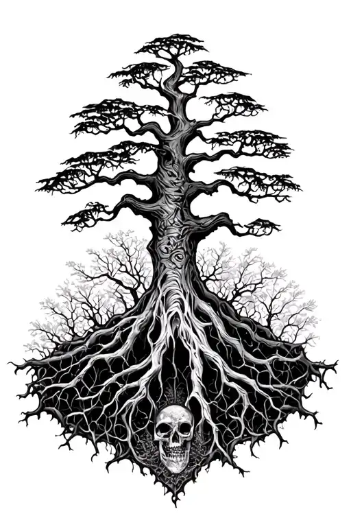 poison tree no branches tattoo design idea
